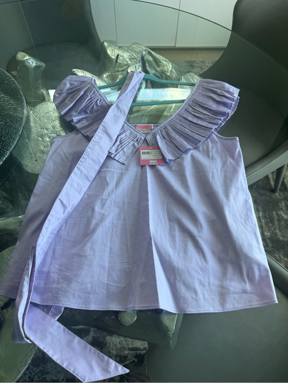 Kate Spade Ruffle Neck Tie Waist Top - Picture 3 of 6